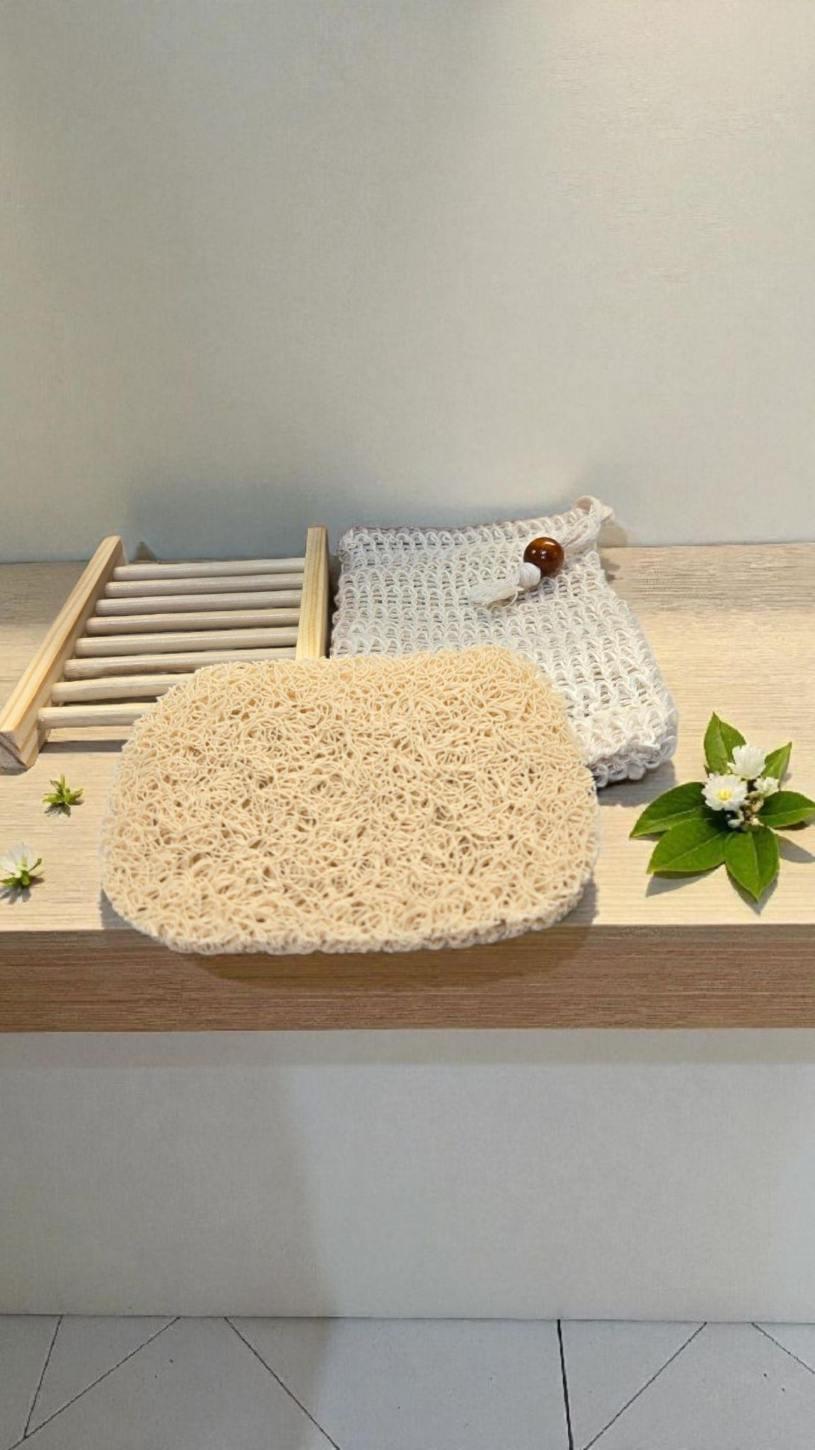 Soap Saver Bundle Wooden Holder + Soap Pad + Cotton Saver Bag