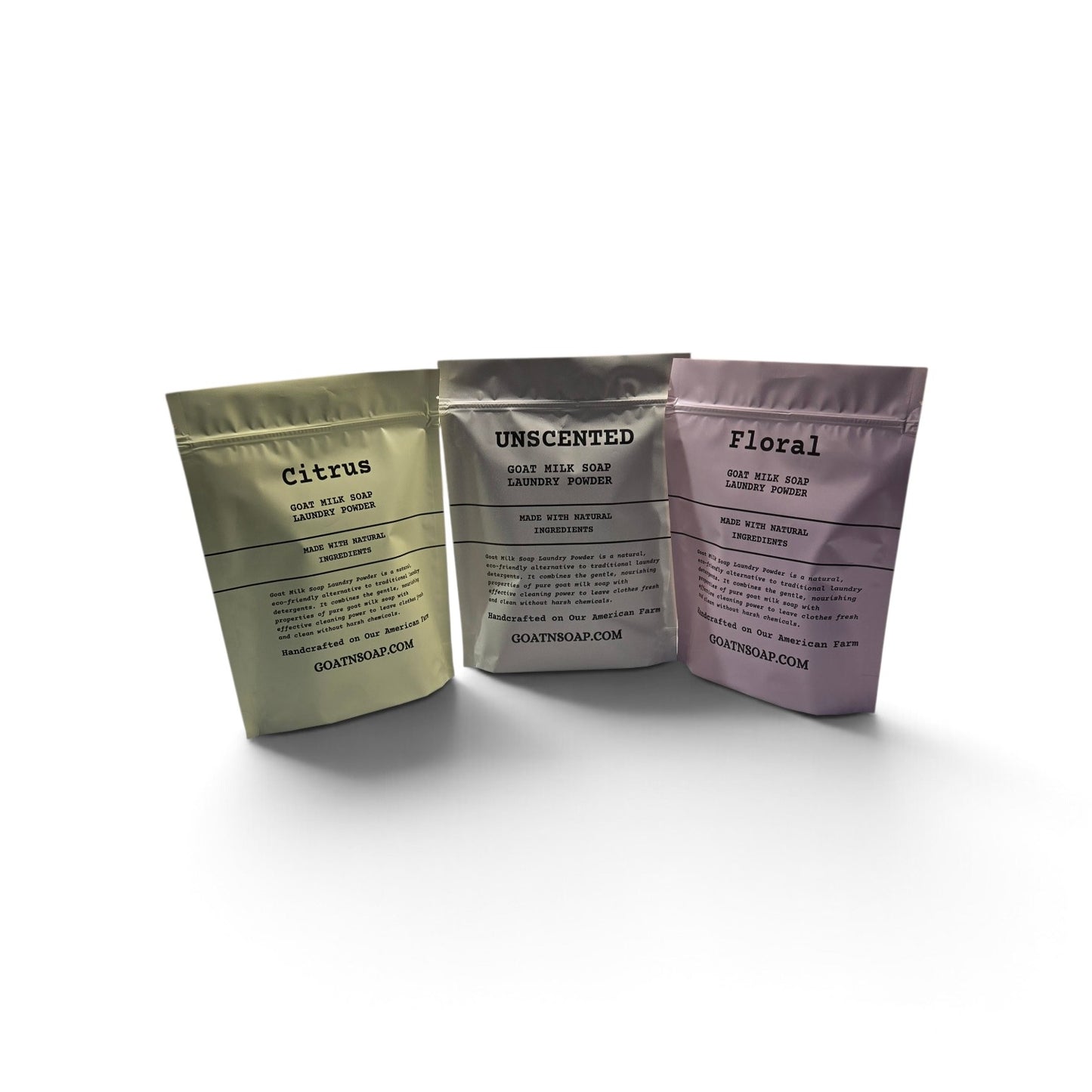 Laundry Powder – Citrus, Floral & Unscented made with goat milk soap